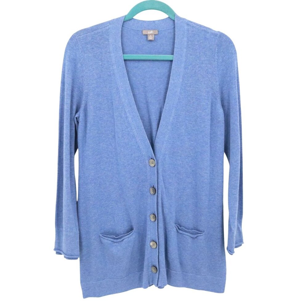 J. Jill Cardigan Womens PS Blue Elevated Basic‎ Grandpa Classic Academia Preppy